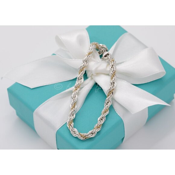 Tiffany & Co. Bracelet Vintage Twisted Rope Unisex Bracelet in Silver & 18K Gold - Picture 6 of 7
